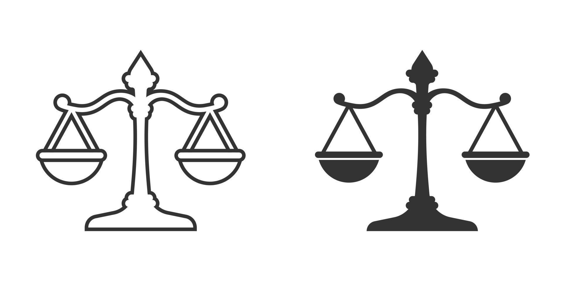 Scales icon in flat style. Libra vector illustration on isolated background. Mass comparison sign business concept.