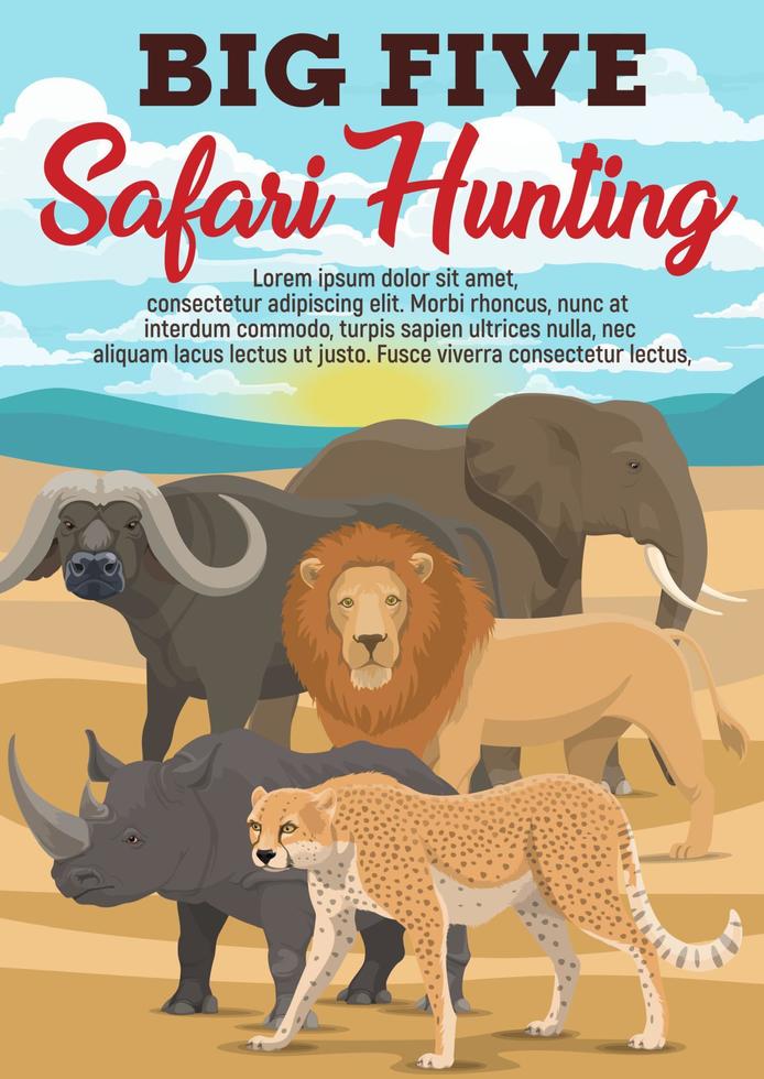 deporte de caza de safari africano, animales vector