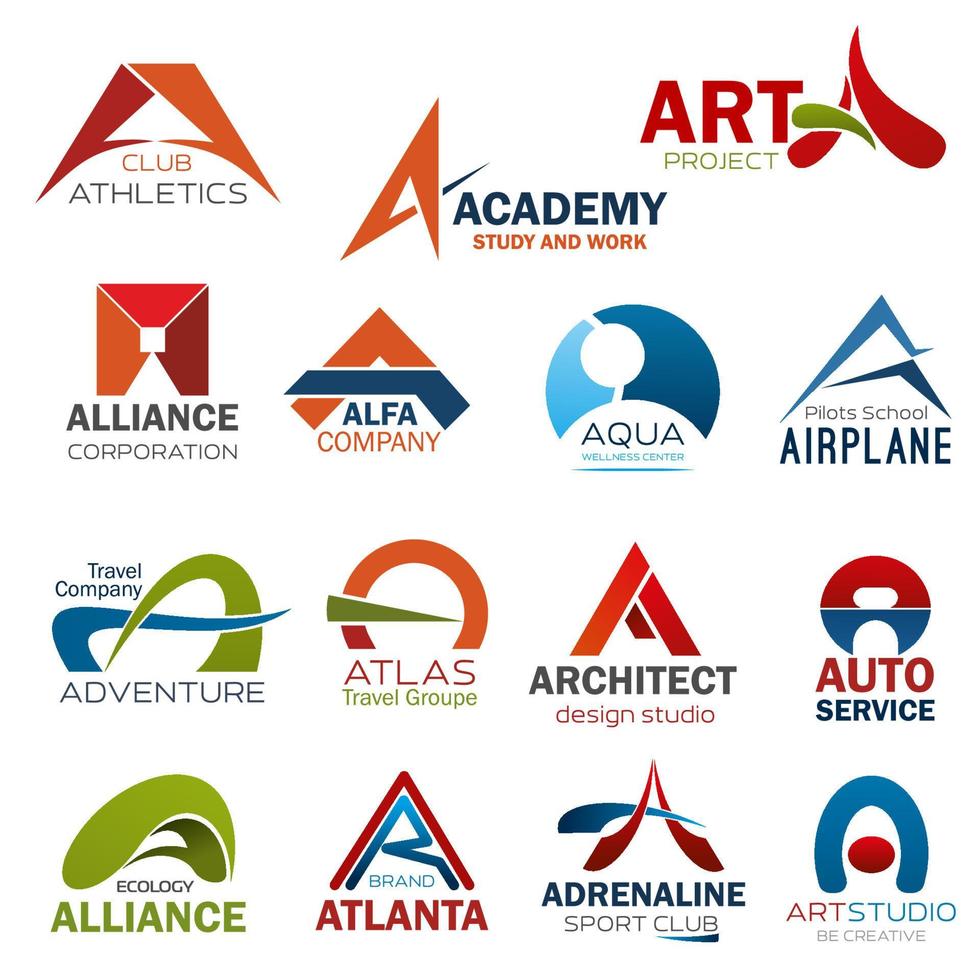 Letter A corporate brand identity icons vector