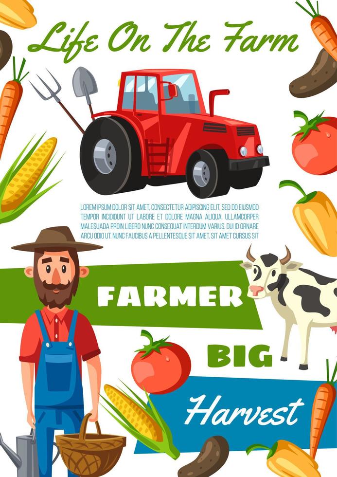 agricultor agrónomo, agricultura y ganadería vector