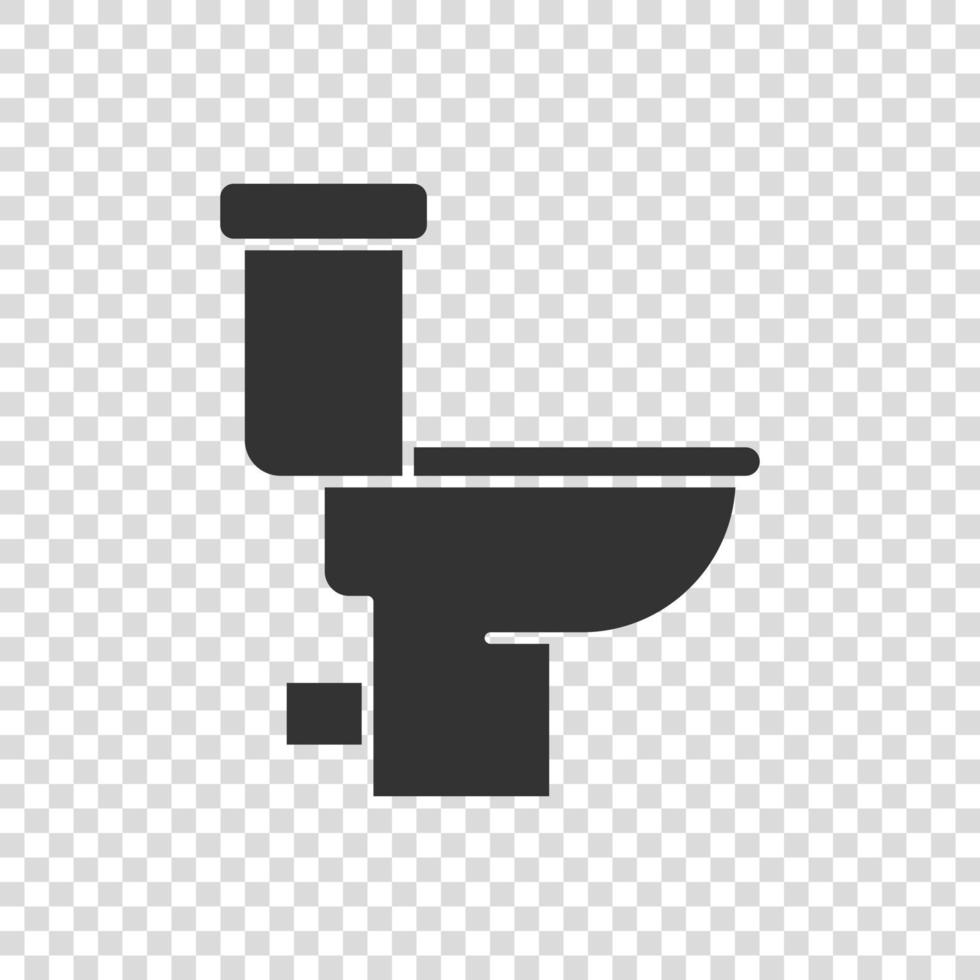 Toilet bowl icon in flat style. Hygiene vector illustration on isolated background. WC restroom sign business concept.