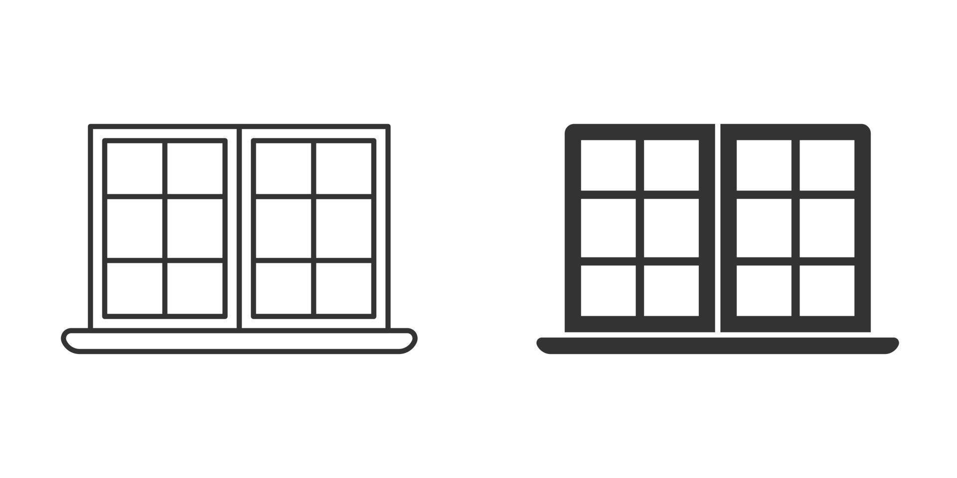 Window icon in flat style. Casement vector illustration on isolated background. House interior sign business concept.