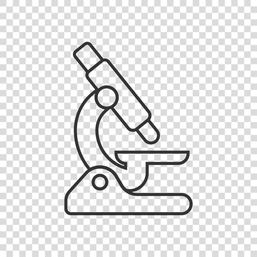 Microscope icon in flat style. Laboratory magnifier vector illustration on isolated background. Biology instrument sign business concept.