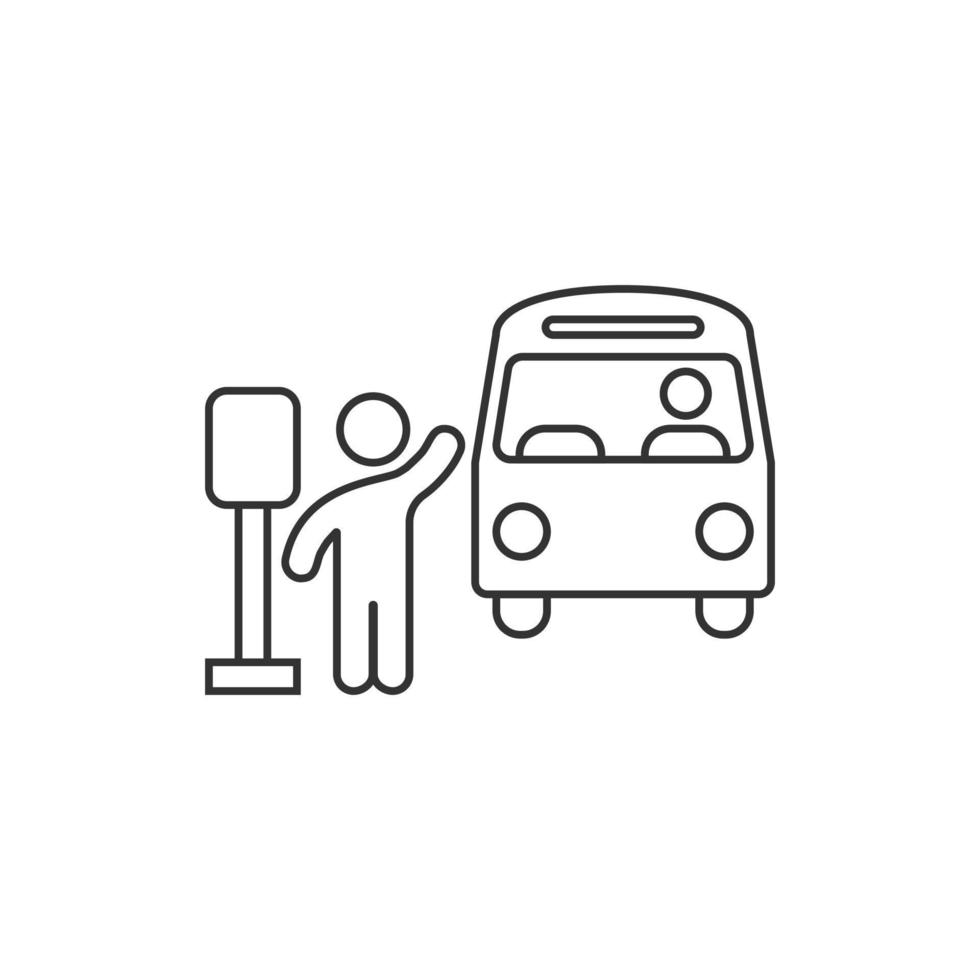 Bus station icon in flat style. Auto stop vector illustration on white isolated background. Autobus vehicle business concept.