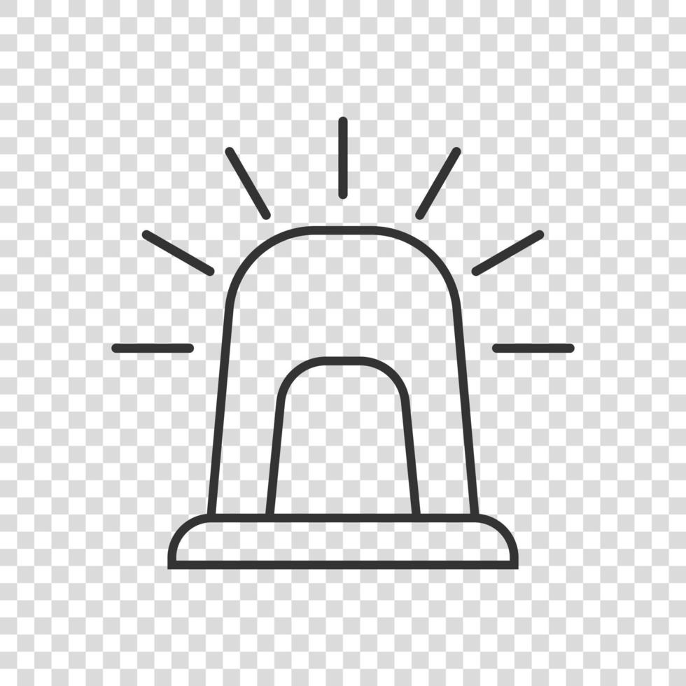 Emergency alarm icon in flat style. Alert lamp vector illustration on isolated background. Police urgency sign business concept.