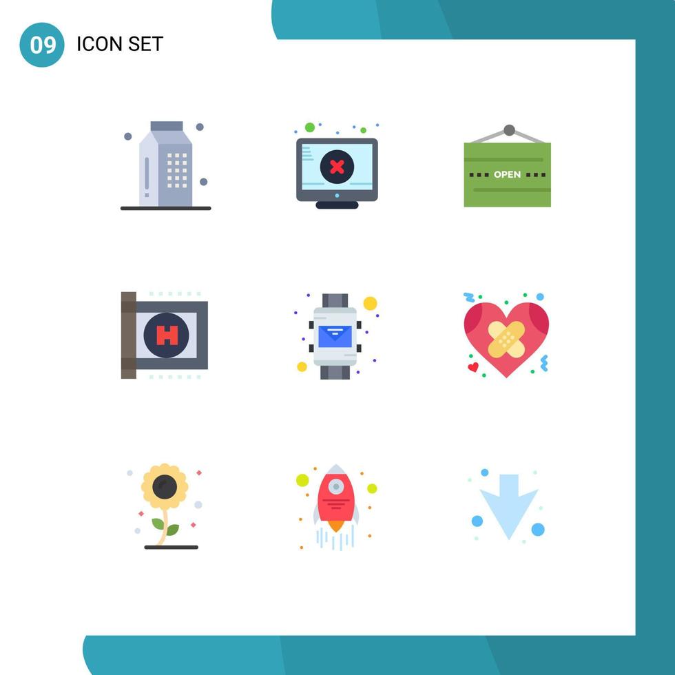 9 Universal Flat Colors Set for Web and Mobile Applications email hospital attention healthcare restaurant Editable Vector Design Elements
