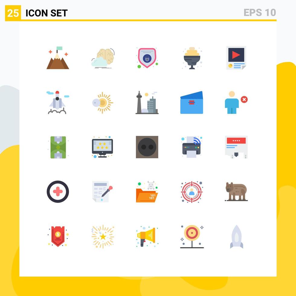 25 Universal Flat Color Signs Symbols of paper data inspiration sweet cocktail Editable Vector Design Elements