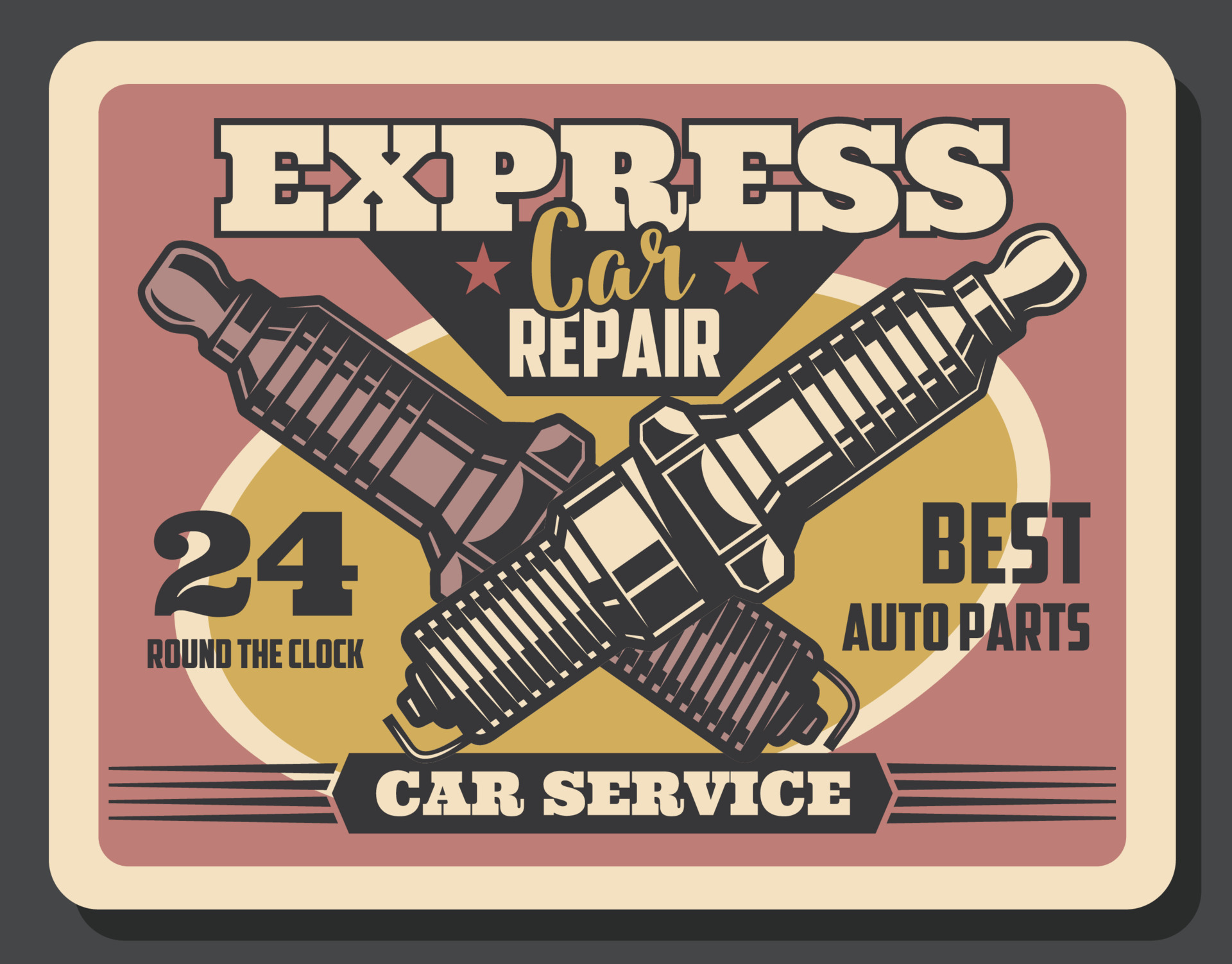 Spark plug replacement vector retro banner 16139926 Vector Art at Vecteezy