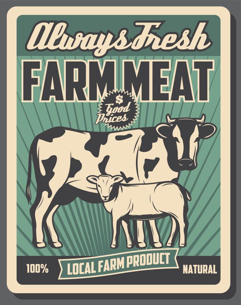 granja de ganado, productos del mercado de la carne vector