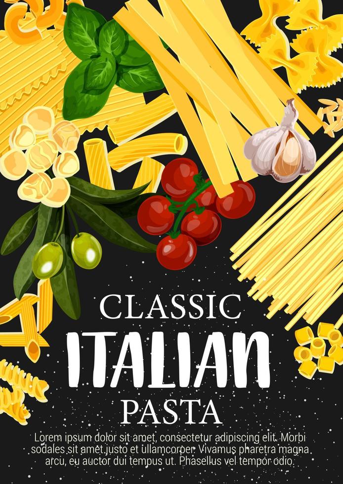 Spaghetti pasta and Italian macaroni with spices vector