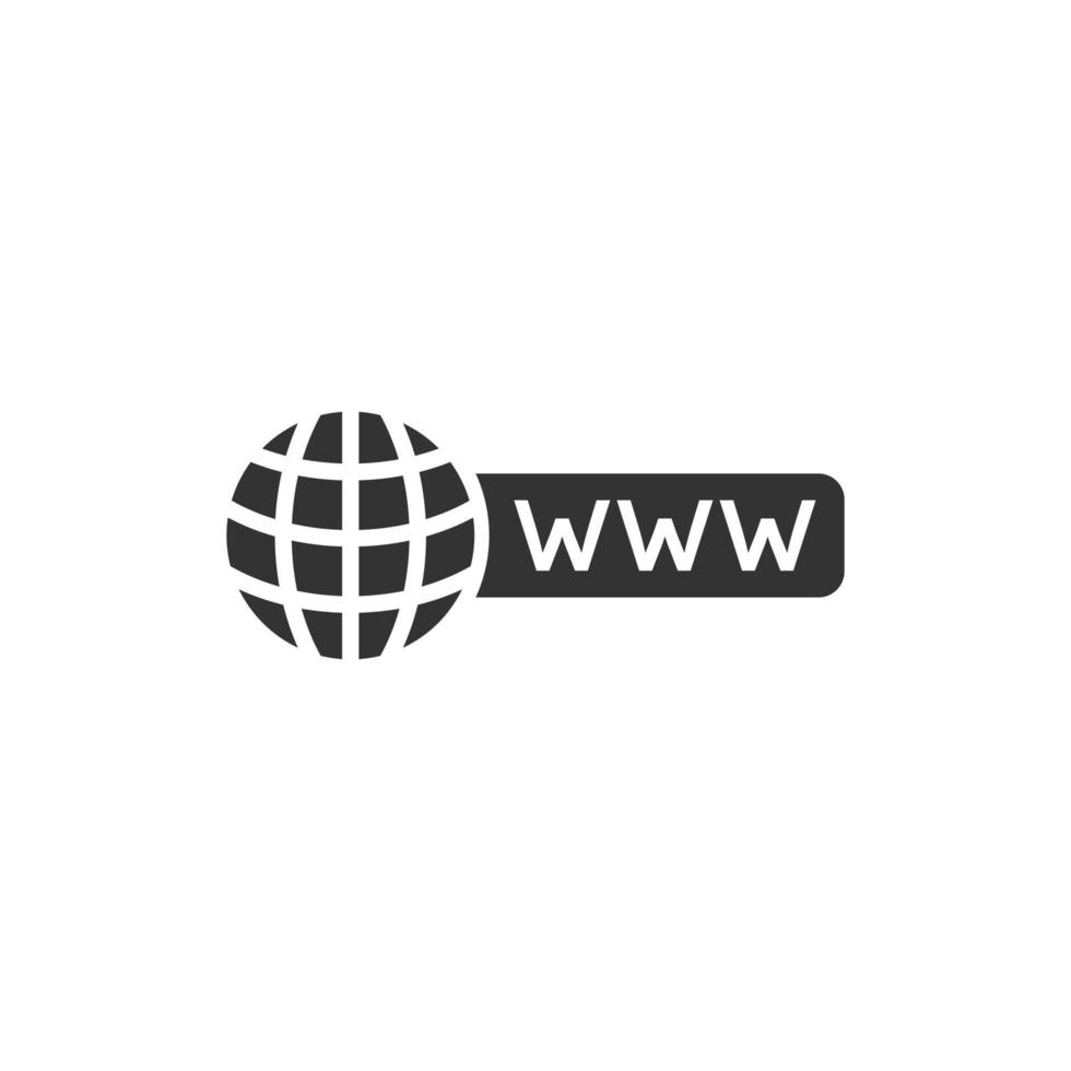 Global search icon in flat style. Website address vector illustration on white isolated background. WWW network business concept.