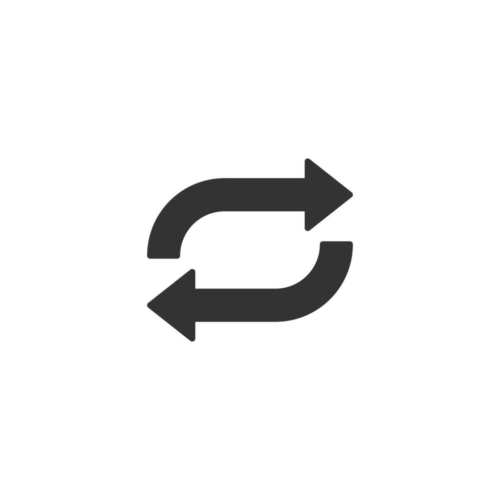 Arrow rotation icon in flat style. Sync action vector illustration on white isolated background. Refresh button business concept.