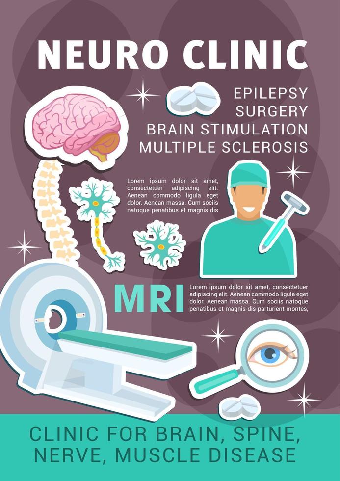 afiche vectorial, clínica de neuromedicina vector