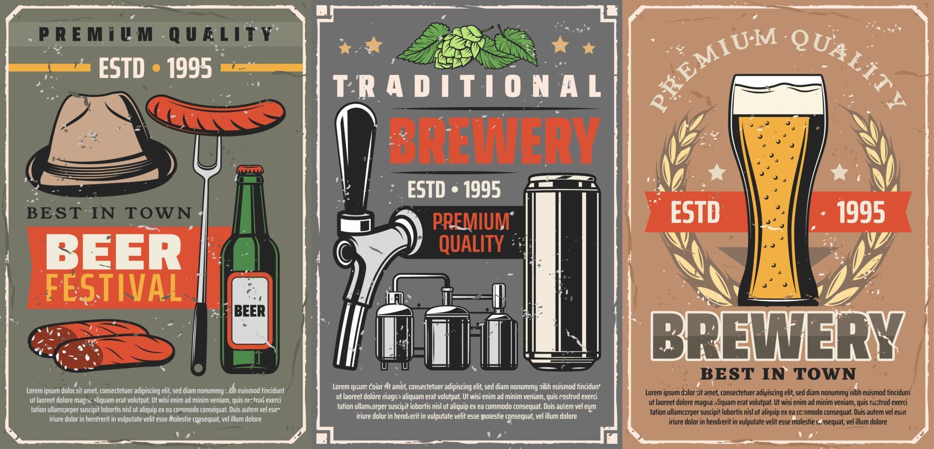 Beer pub and brewery process vector