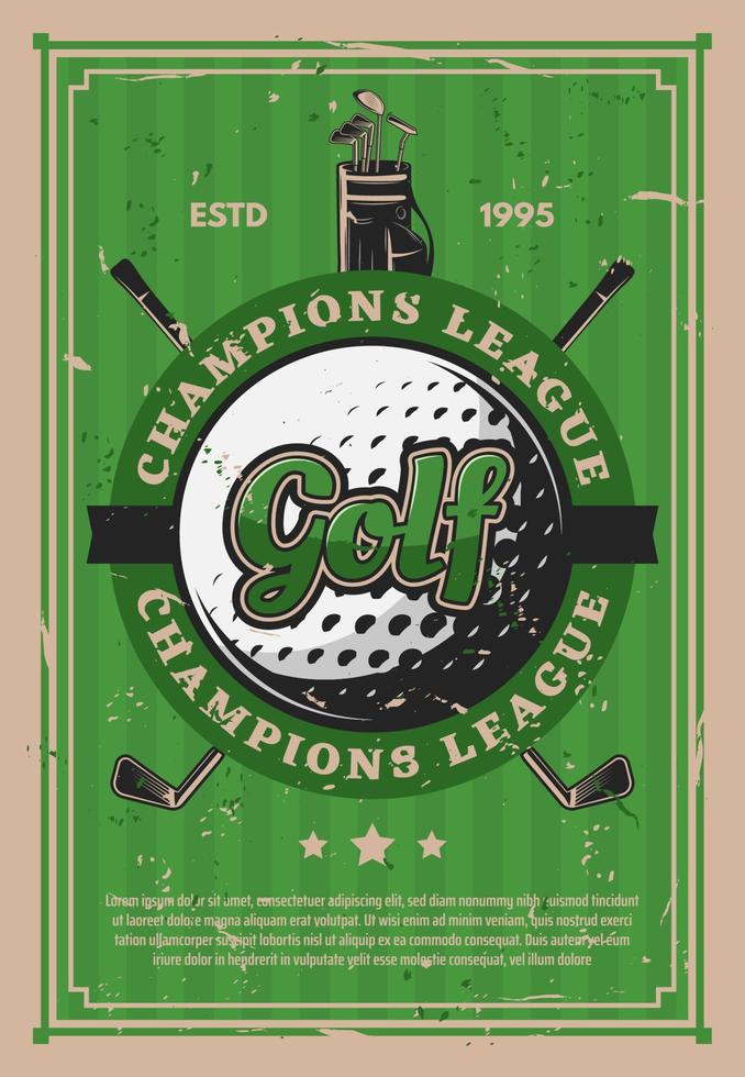 Golf sport course field, ball and sticks vector