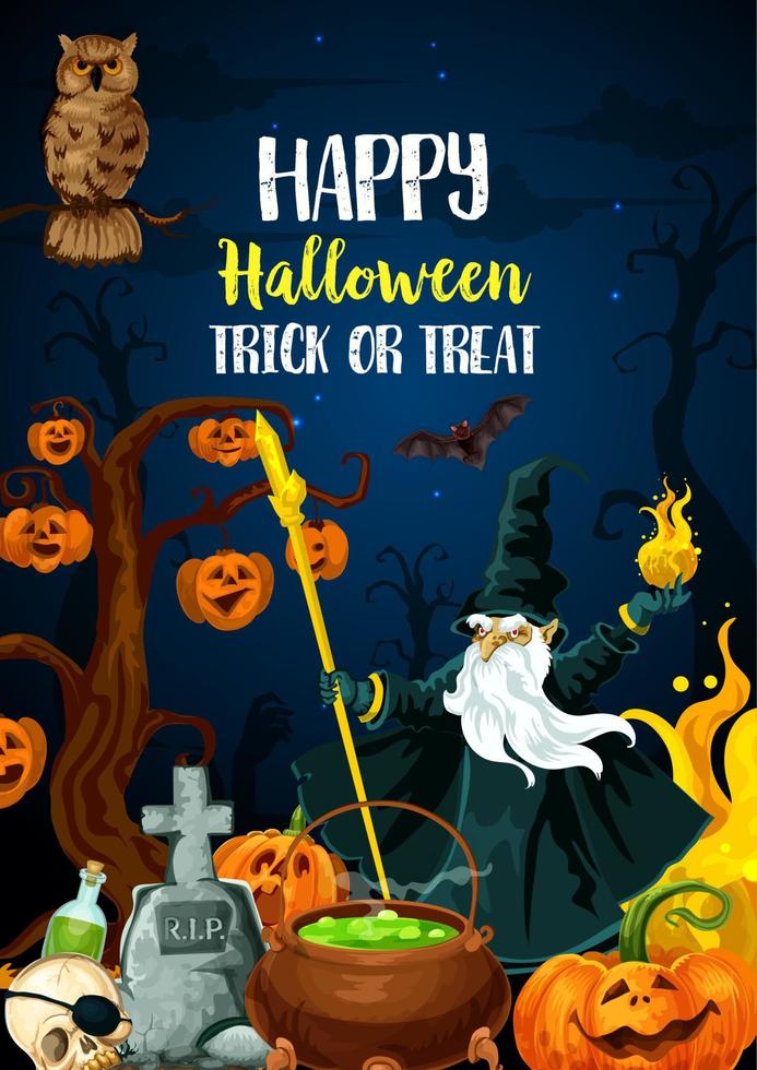 Halloween holiday night party invitation poster vector