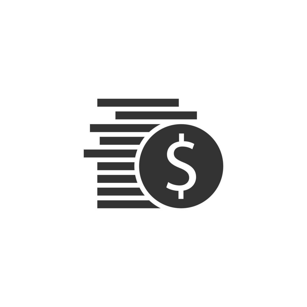 Coins stack icon in flat style. Dollar coin vector illustration on white isolated background. Money stacked business concept.