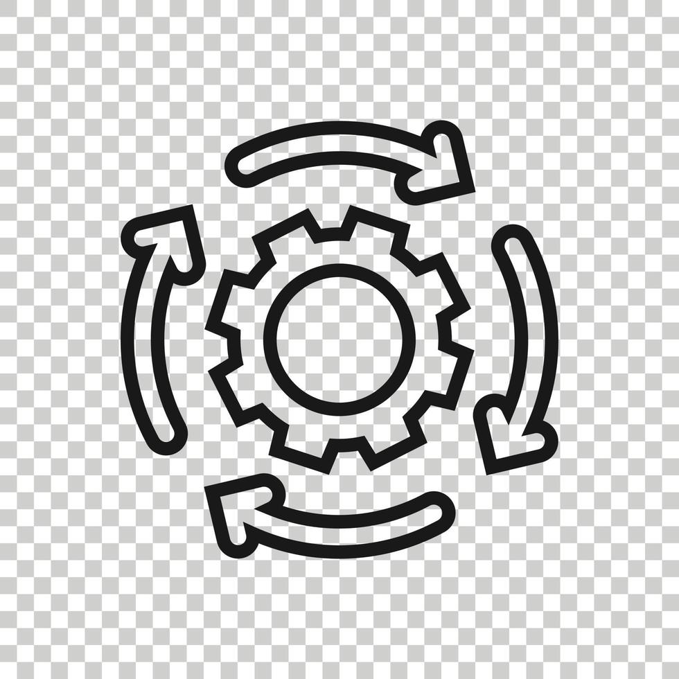 Workflow icon in flat style. Gear effective vector illustration on white isolated background. Process organization business concept.