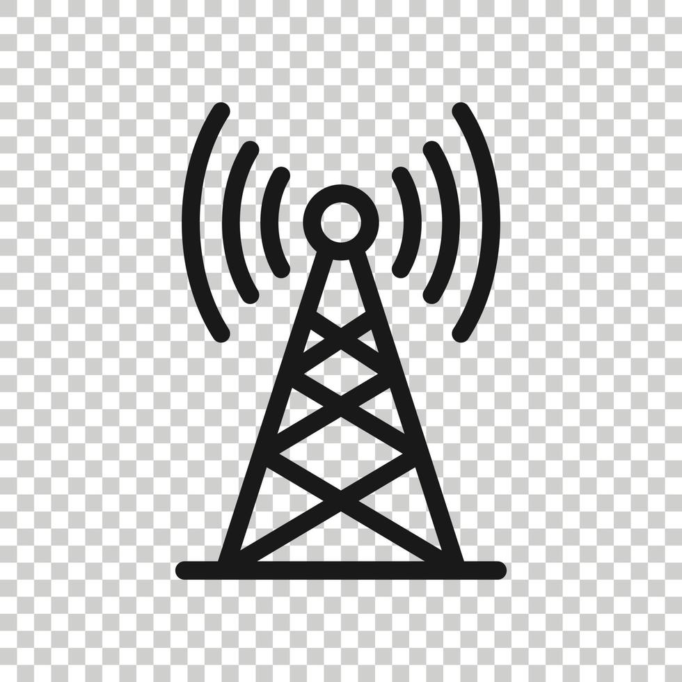 icono de torre de antena en estilo plano. Ilustración de vector de difusión sobre fondo blanco aislado. concepto de negocio wifi.