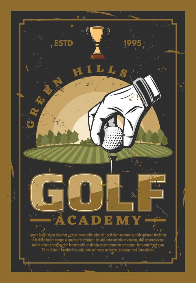 cartel retro de deporte profesional de golf vector