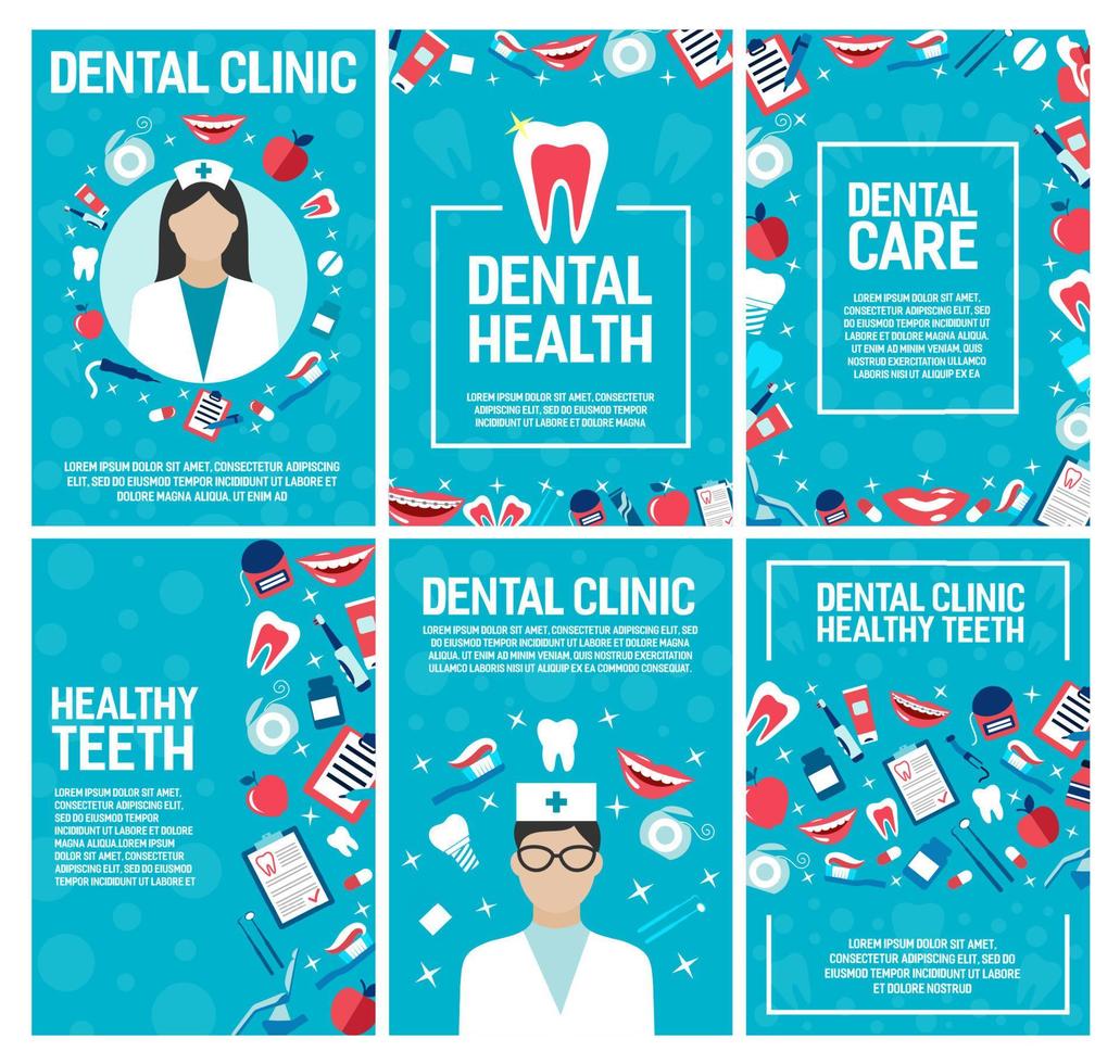 Dental clinic and dentistry brochure vector