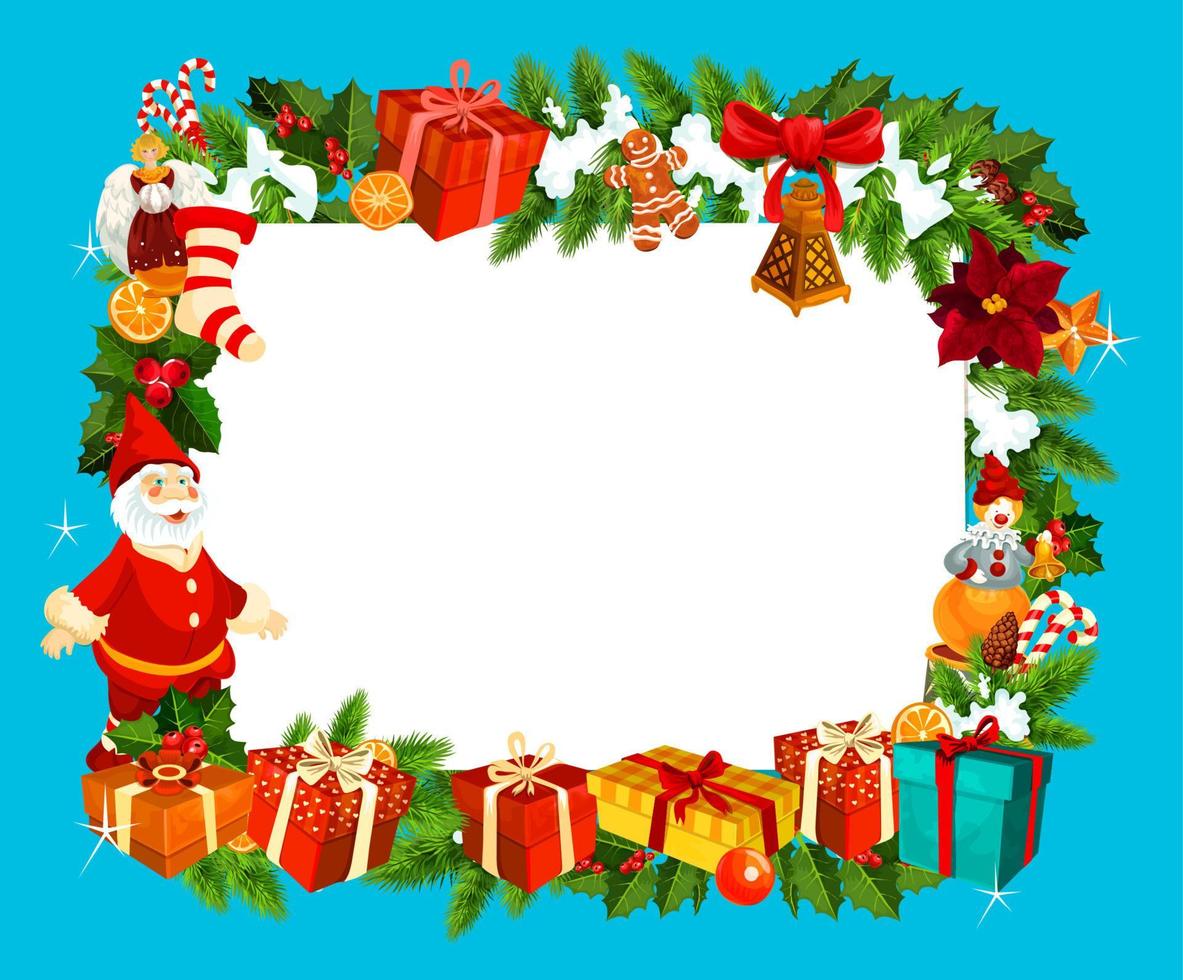 Christmas and New Year blank frame vector