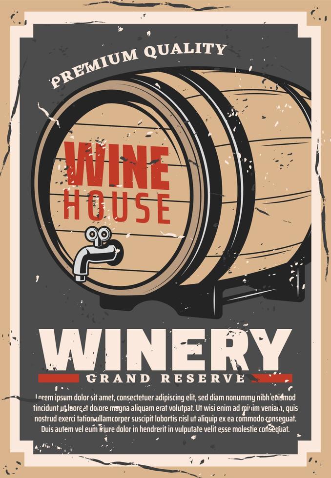 Barrel of wine. Winery and winemaking business vector