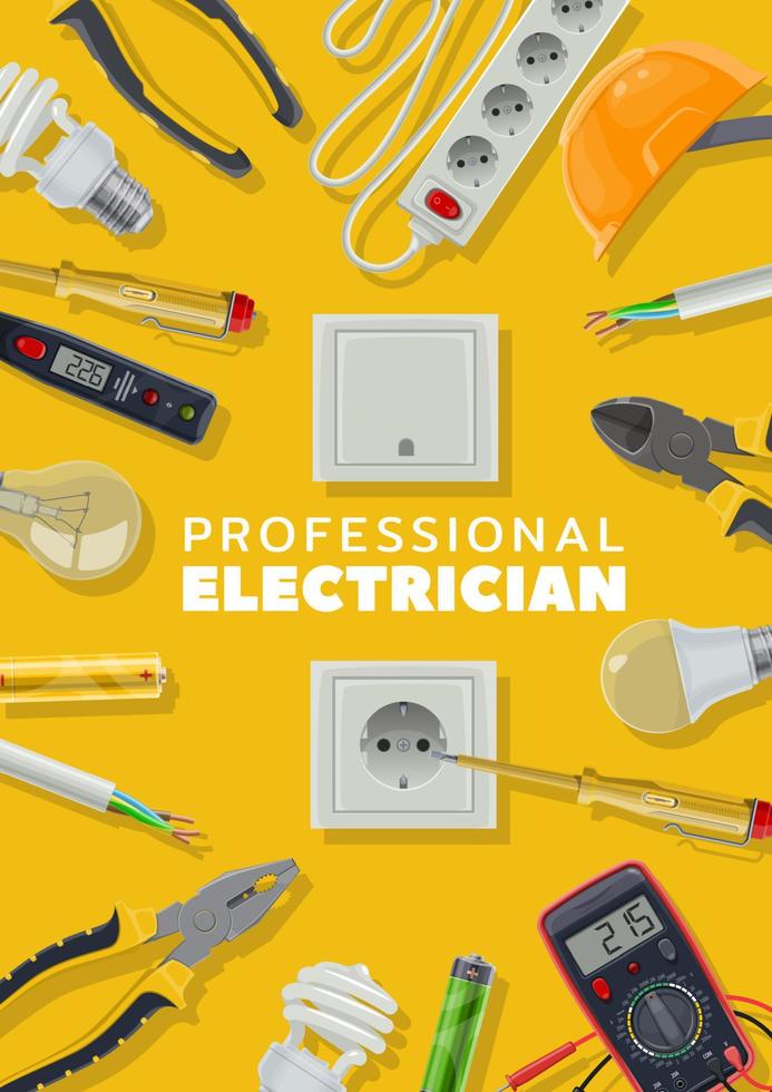 Electricity, electrical tools and instruments vector