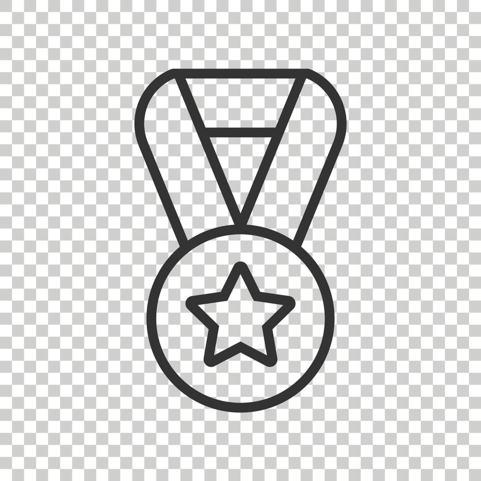 Medal icon in flat style. Prize sign vector illustration on white isolated background. Trophy award business concept.