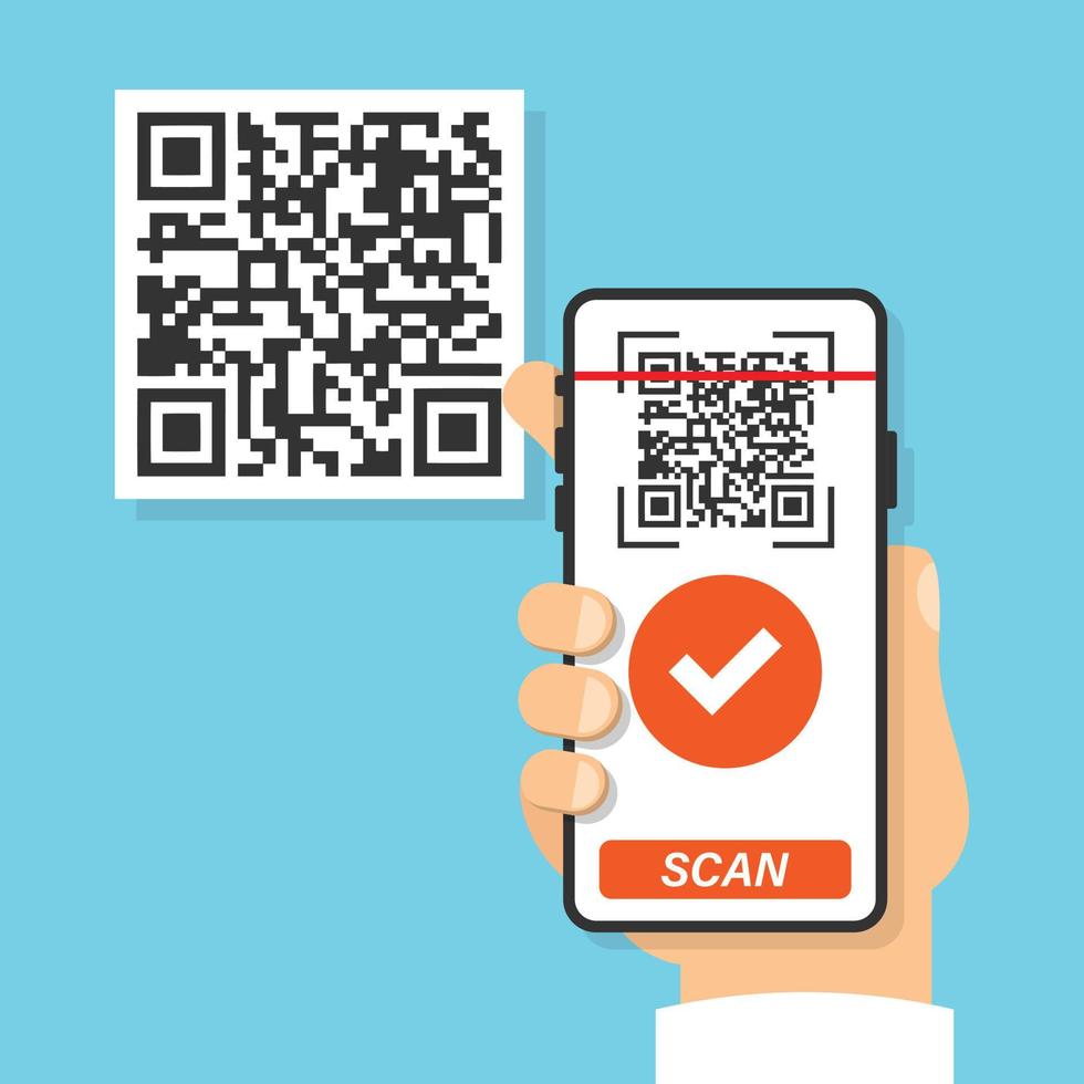 QR code scan icon in flat style. Mobile phone scanning vector illustration on isolated background. Barcode reader sign business concept.