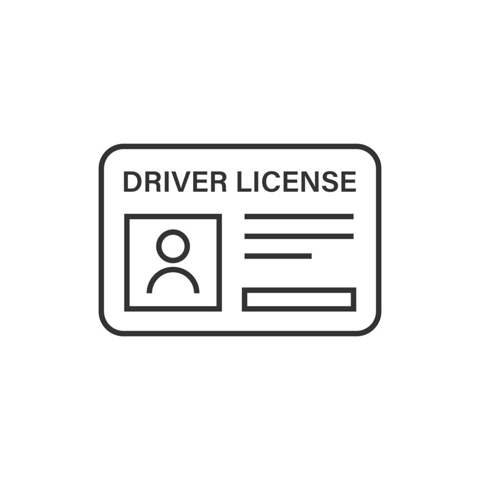 icono de licencia de conducir en estilo plano. Ilustración de vector de tarjeta de identificación sobre fondo blanco aislado. concepto de negocio de identidad.