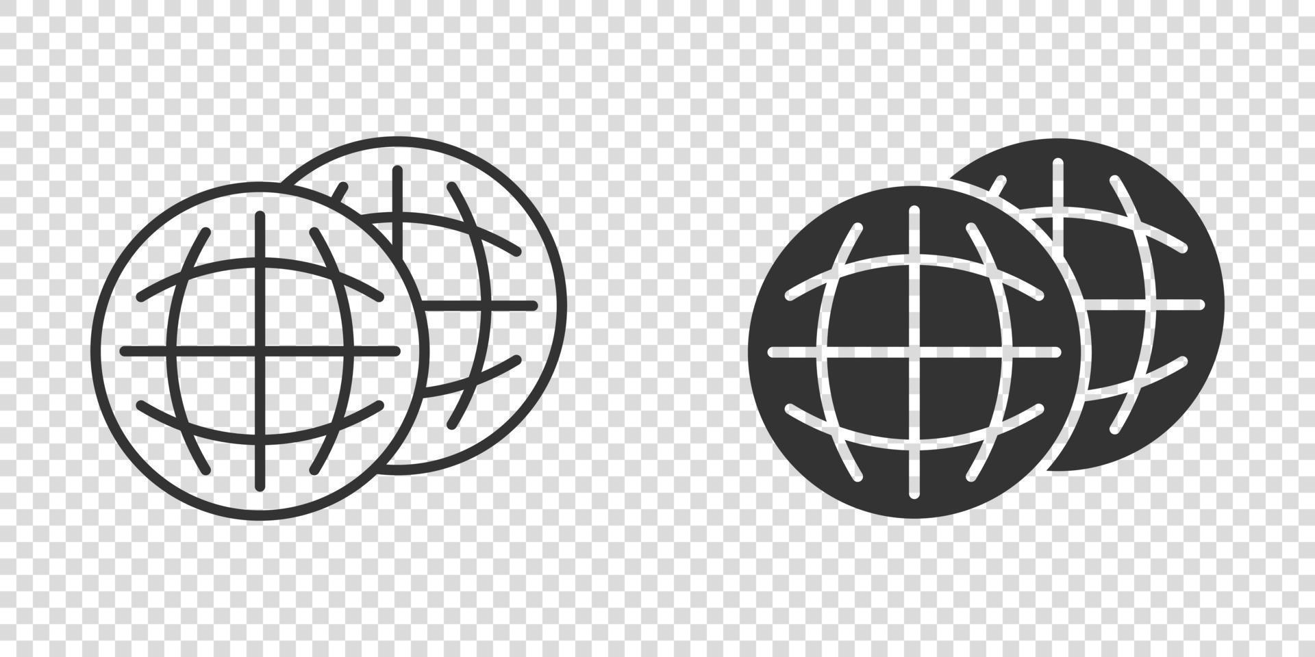 Earth planet icon in flat style. Globe geographic vector illustration on white isolated background. Global communication business concept.