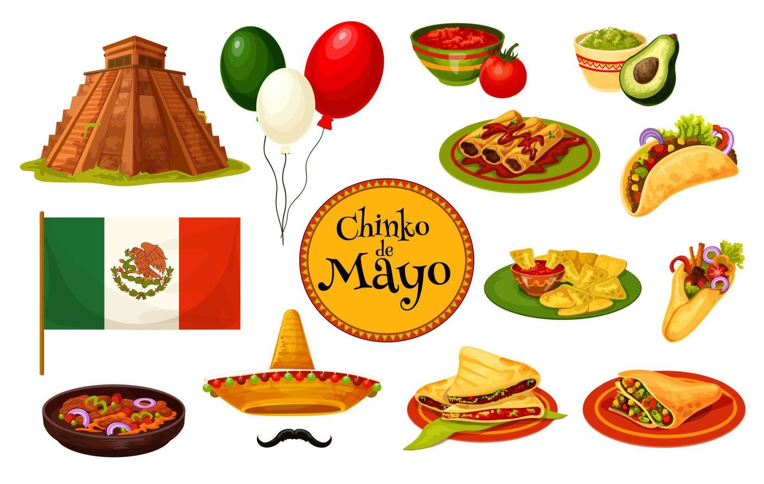 símbolo tradicional de la fiesta mexicana del cinco de mayo vector