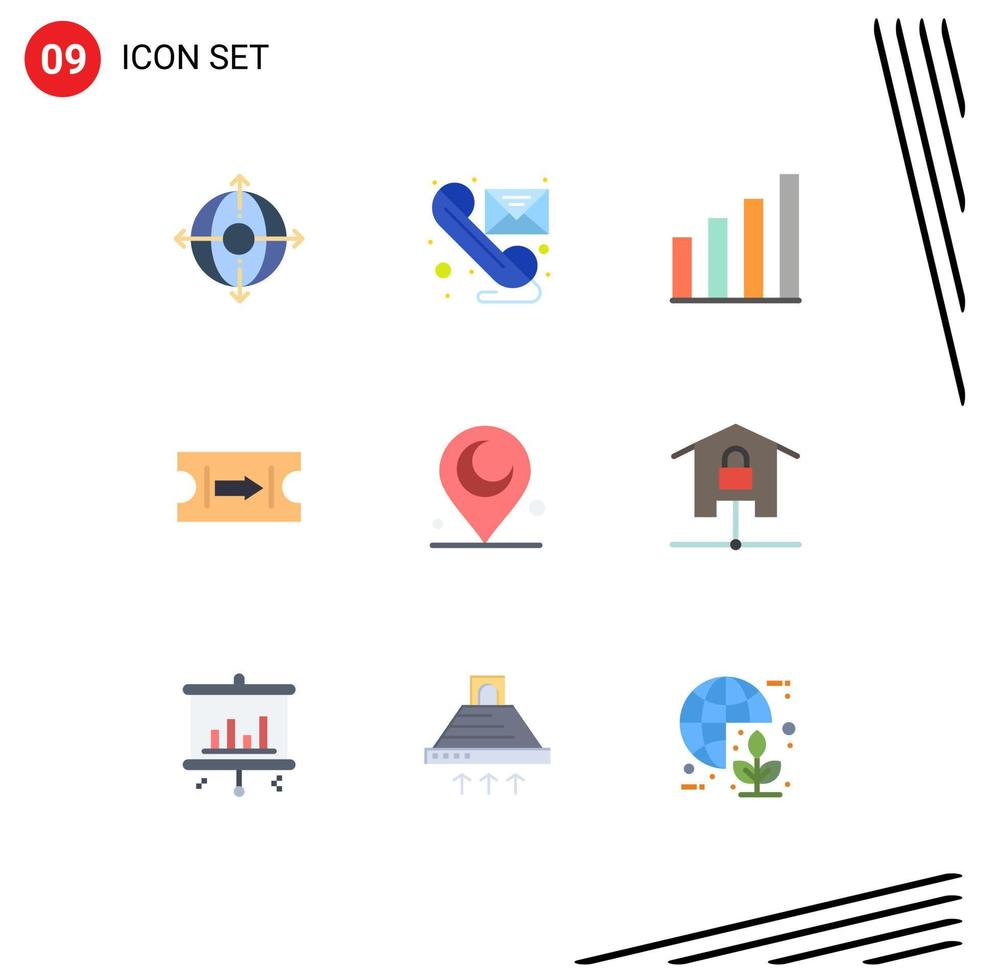 Modern Set of 9 Flat Colors Pictograph of muslim journey telephone arrow user Editable Vector Design Elements