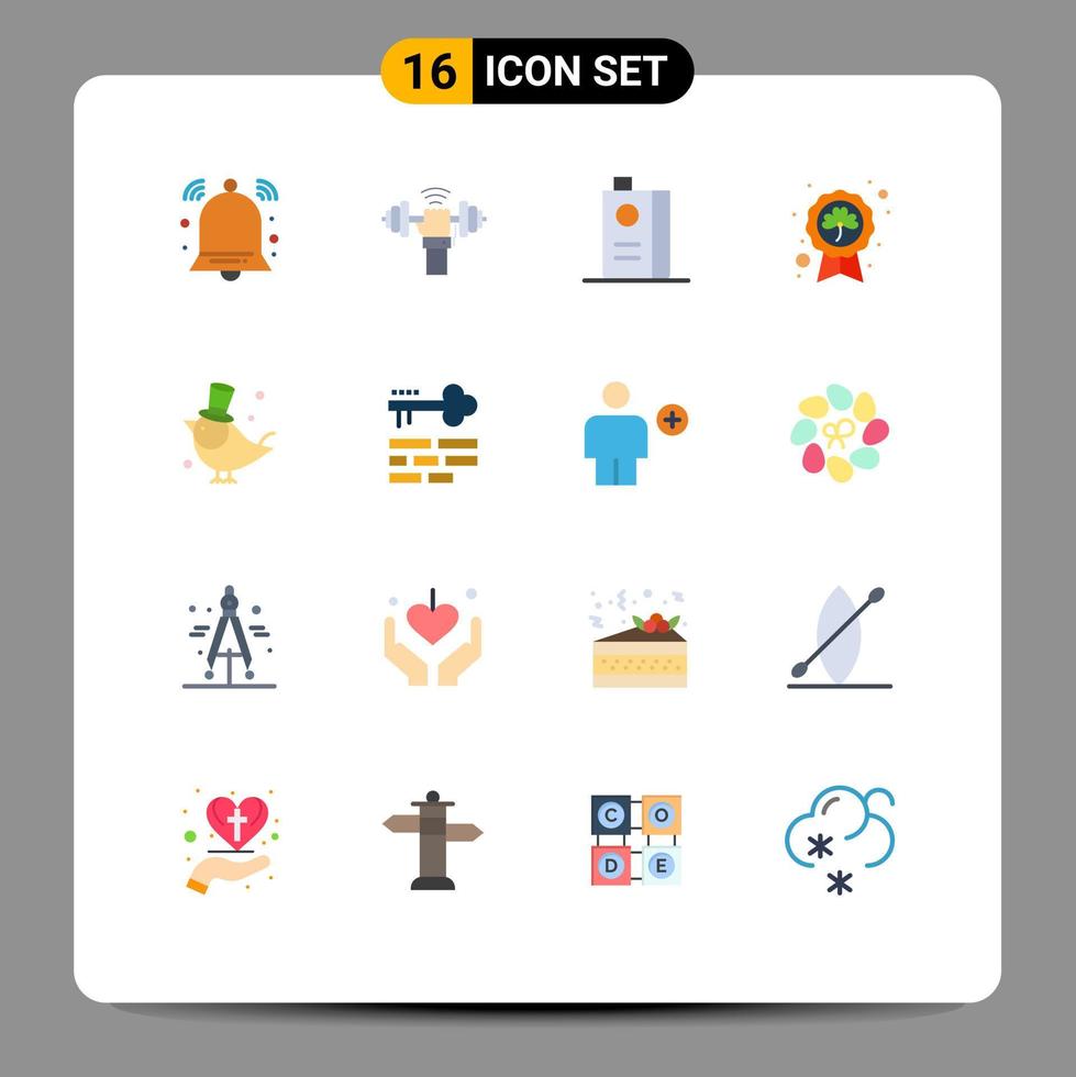 Paquete de 16 colores planos de interfaz de usuario de signos y símbolos modernos de Saint Leaf Sport Day Fruit Editable Pack de elementos creativos de diseño de vectores