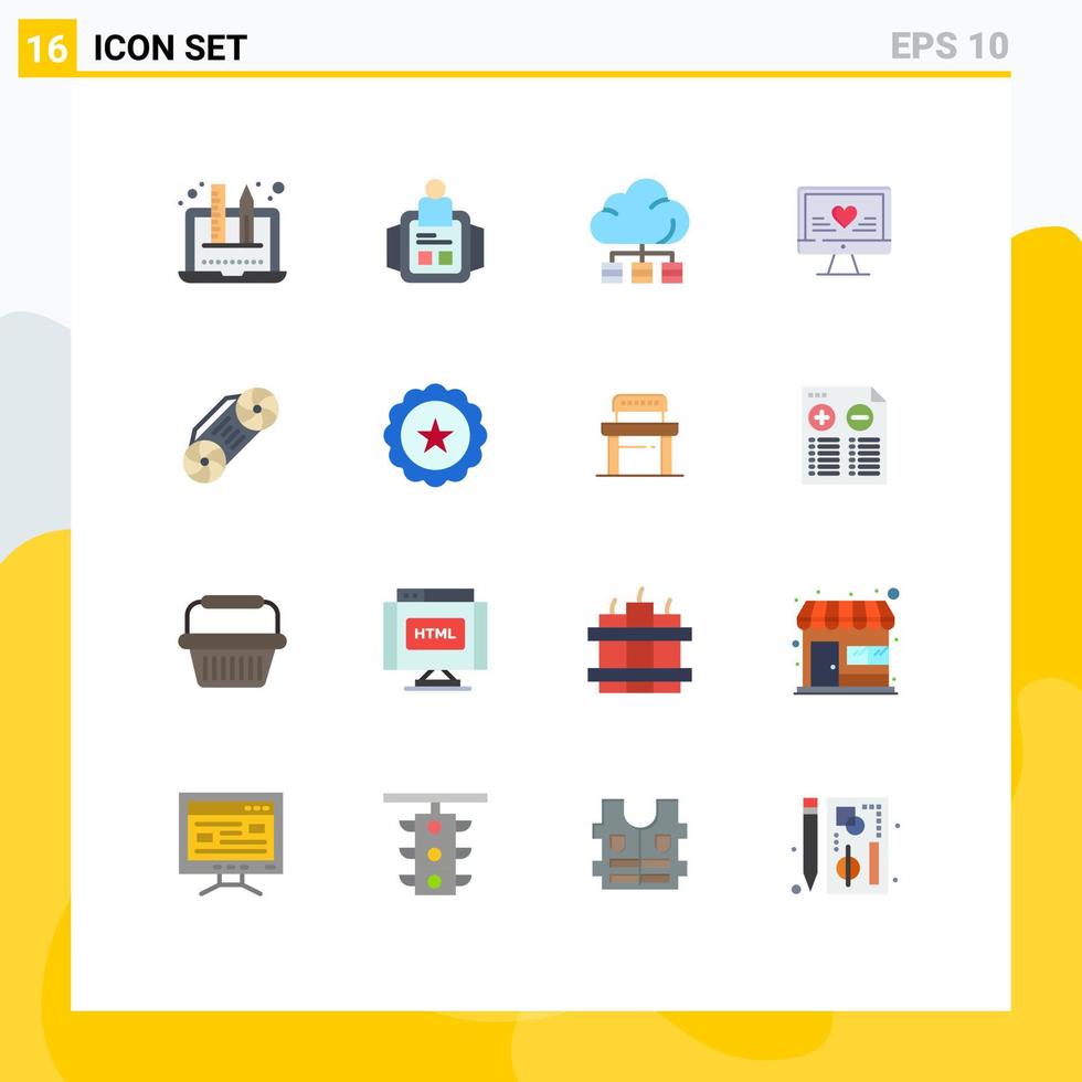 16 Creative Icons Modern Signs and Symbols of music wedding cloud heart computer Editable Pack of Creative Vector Design Elements