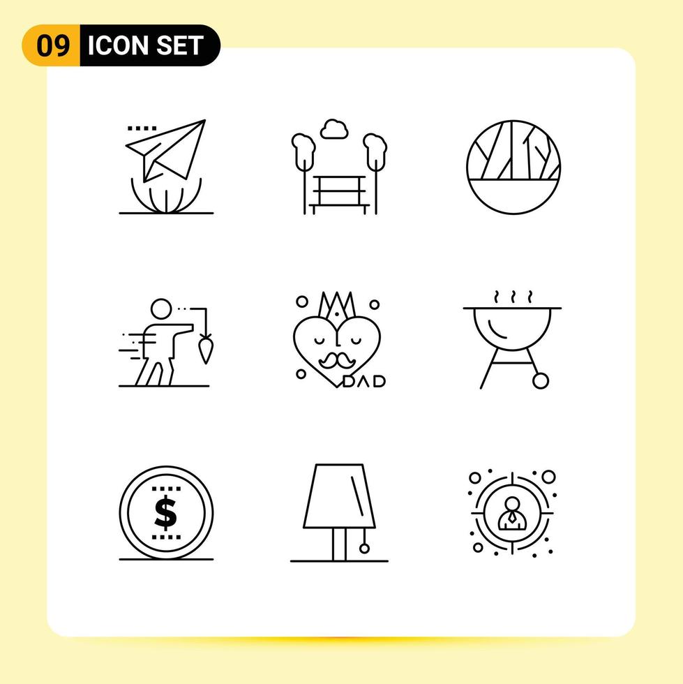 Modern Set of 9 Outlines Pictograph of accessories false infected wound extrinsic aspiration Editable Vector Design Elements