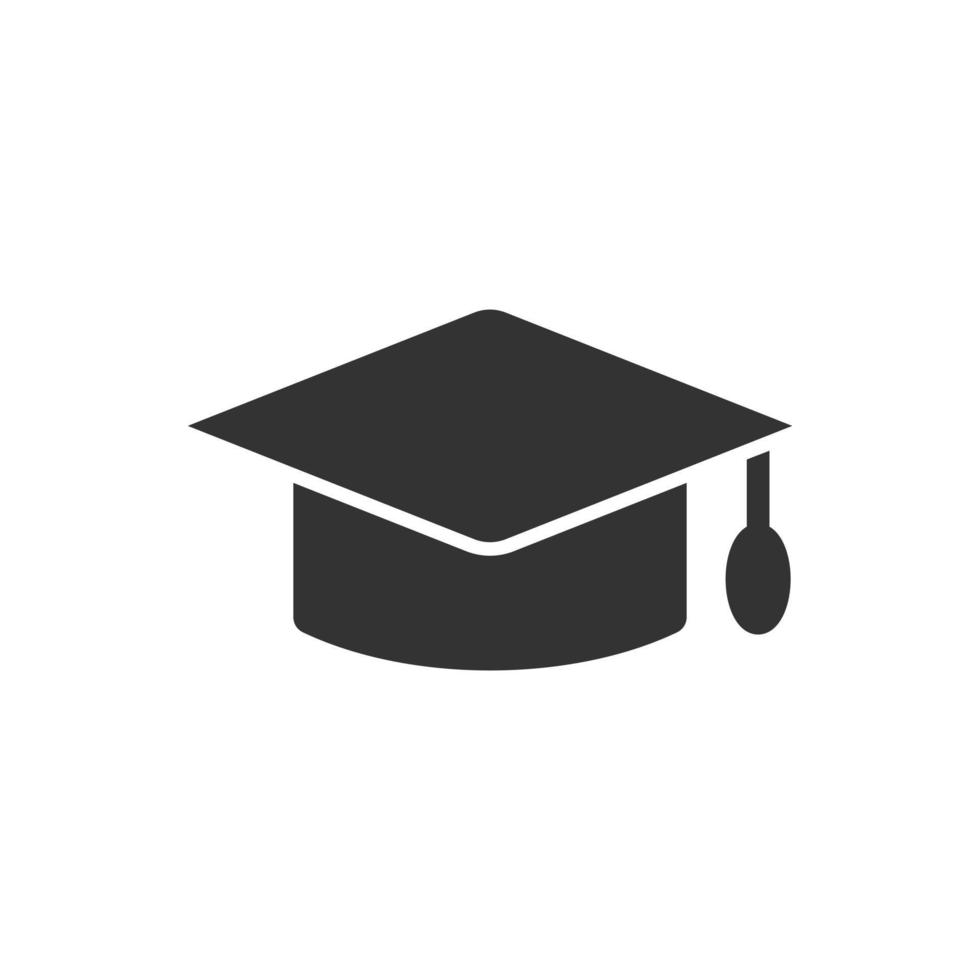 icono de sombrero de graduación en estilo plano. Ilustración de vector de gorra de estudiante sobre fondo blanco aislado. concepto de negocio universitario.