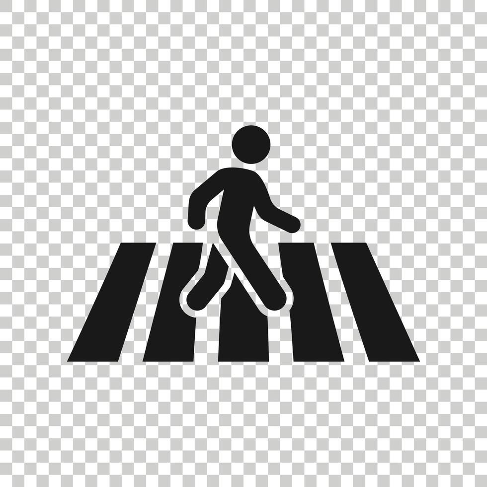 Pedestrian crosswalk icon in flat style. People walkway sign vector illustration on white isolated background. Navigation business concept.