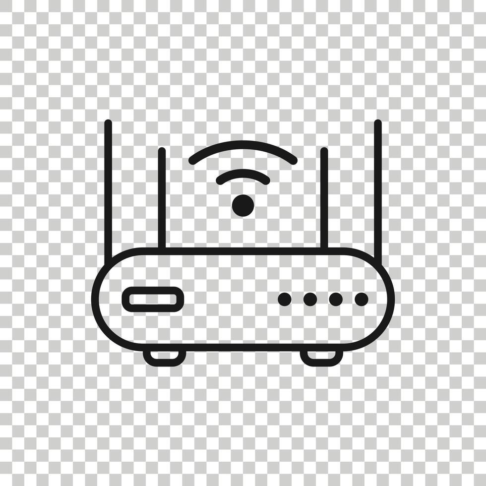 Wifi router icon in flat style. Broadband vector illustration on white isolated background. Internet connection business concept.