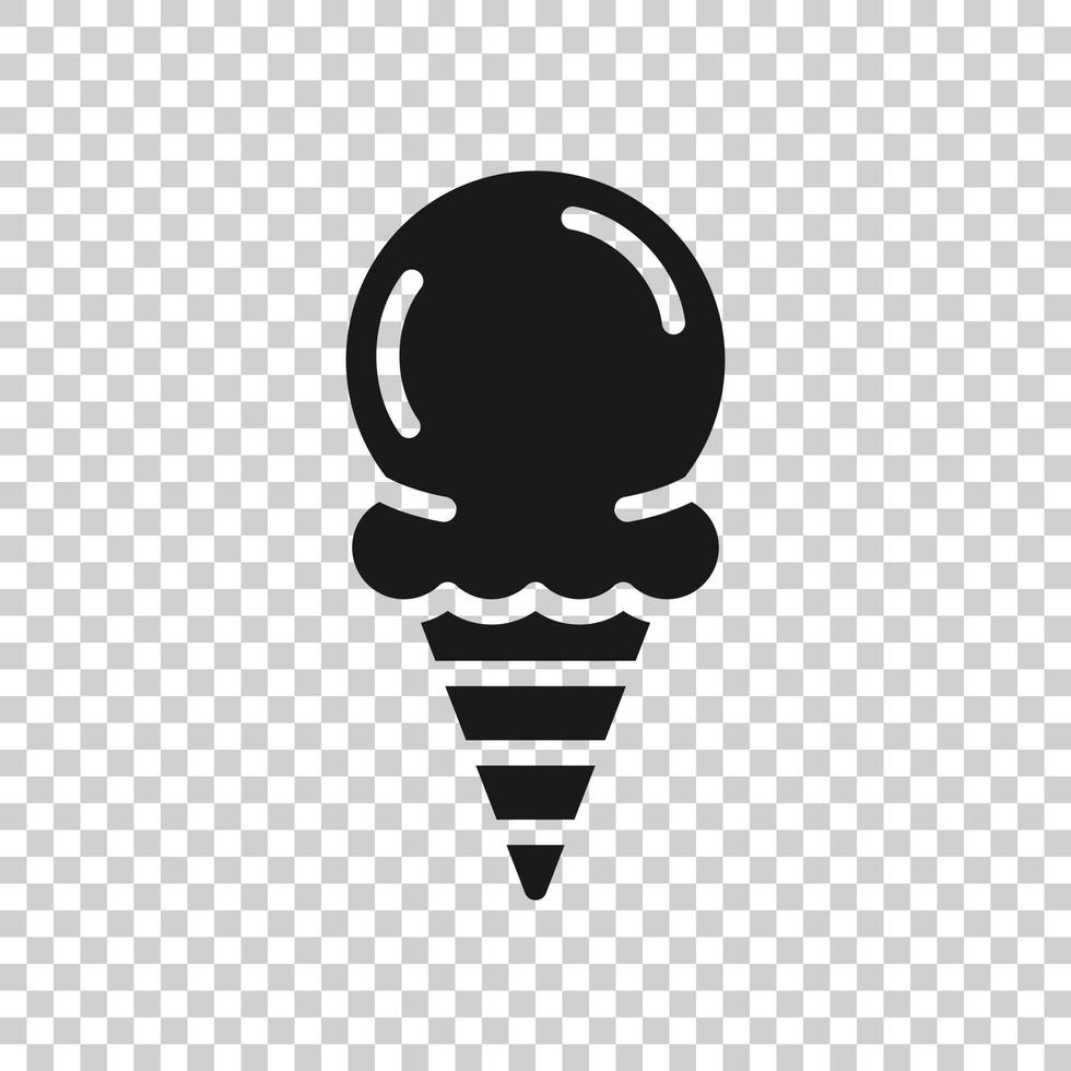 Ice cream icon in flat style. Sundae vector illustration on white isolated background. Sorbet dessert business concept.