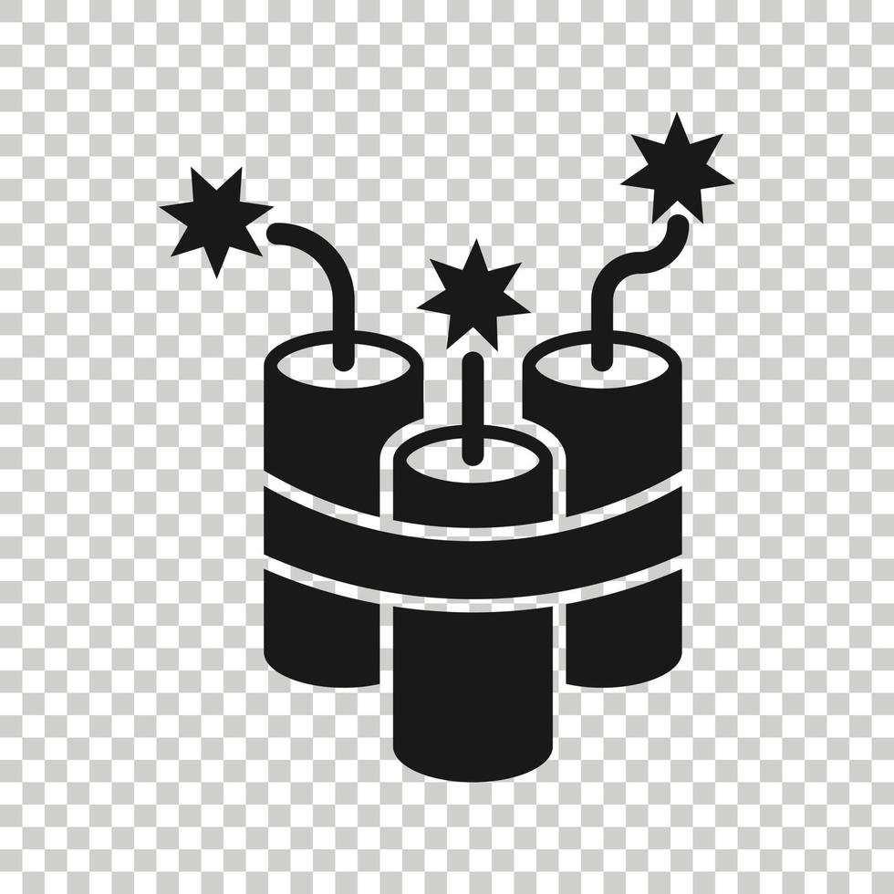 Bomb icon in flat style. Dynamite vector illustration on white isolated background. C4 tnt business concept.