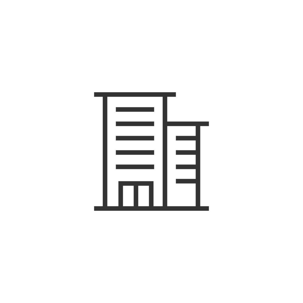 icono de construcción en estilo plano. ciudad rascacielos apartamento vector ilustración sobre fondo blanco aislado. concepto de negocio de la torre de la ciudad.