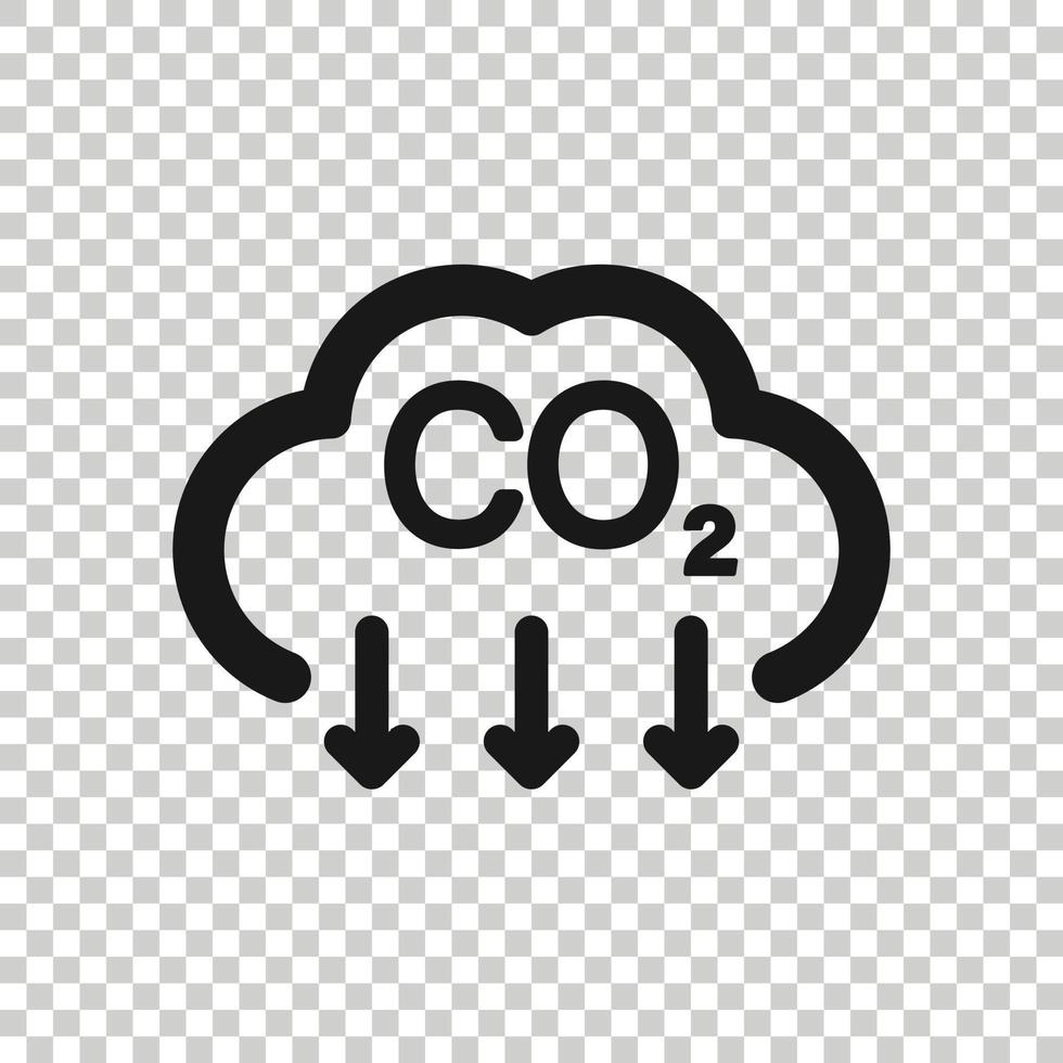 Co2 icon in flat style. Emission vector illustration on white isolated background. Gas reduction business concept.