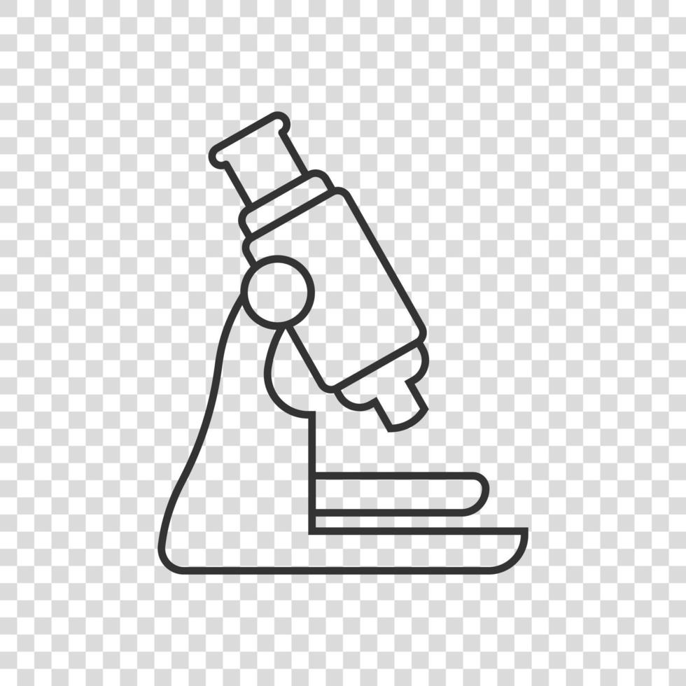 icono de microscopio en estilo plano. Ilustración de vector de lupa de laboratorio sobre fondo aislado. concepto de negocio de signo de instrumento de biología.