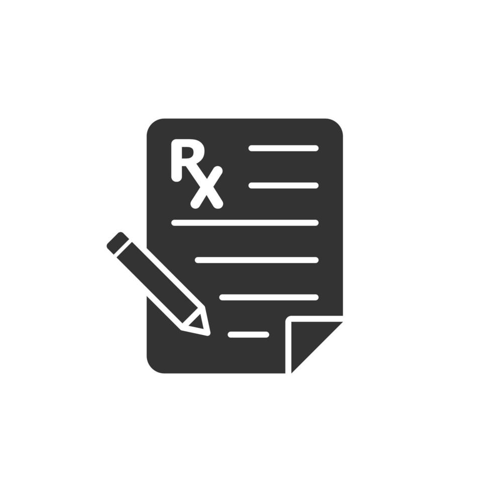 icono de prescripción en estilo plano. ilustración de vector de documento rx sobre fondo blanco aislado. concepto de negocio de papel.