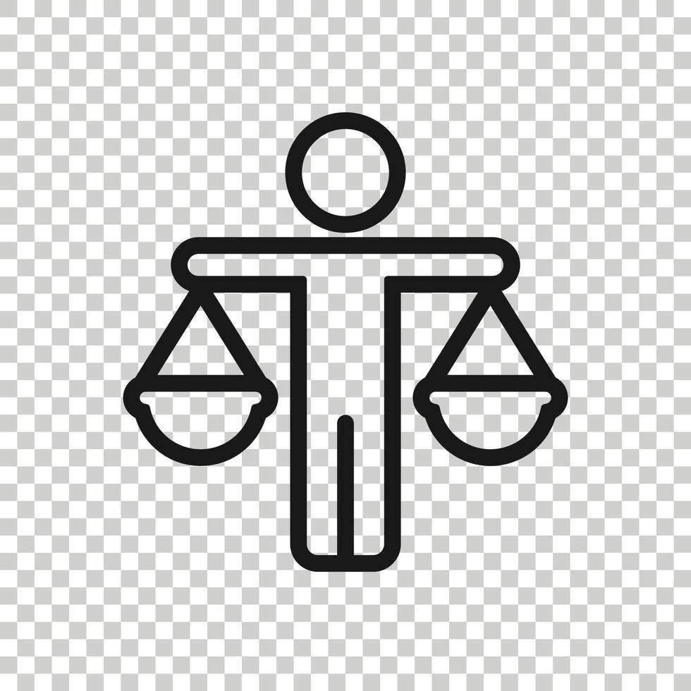 Ethic balance icon in flat style. Honesty vector illustration on isolated background. Decision business concept.