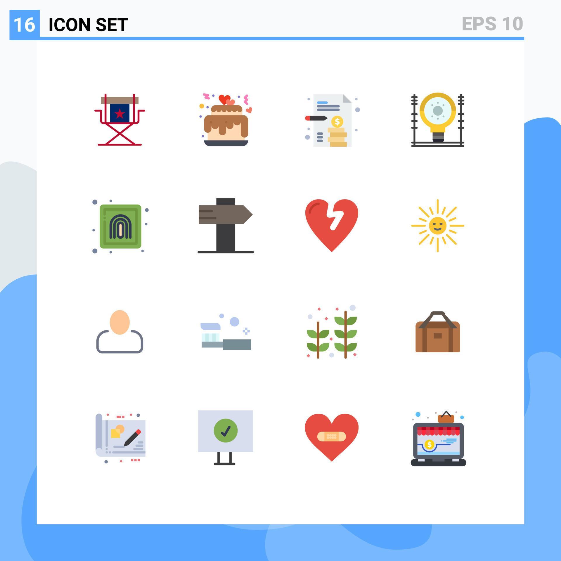 16 Universal Flat Color Signs Symbols of crime generation wedding