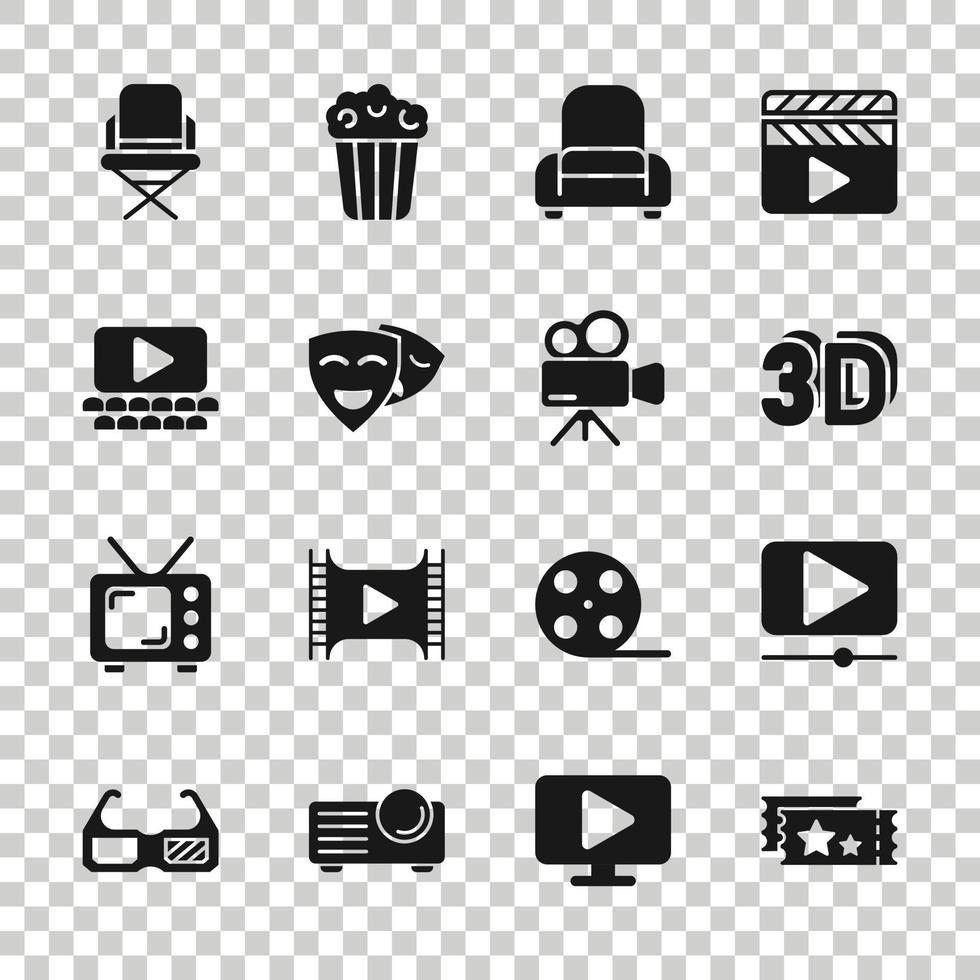 Cinema line icon in flat style. Entertainment set vector illustration on white isolated background. Movie media business concept.