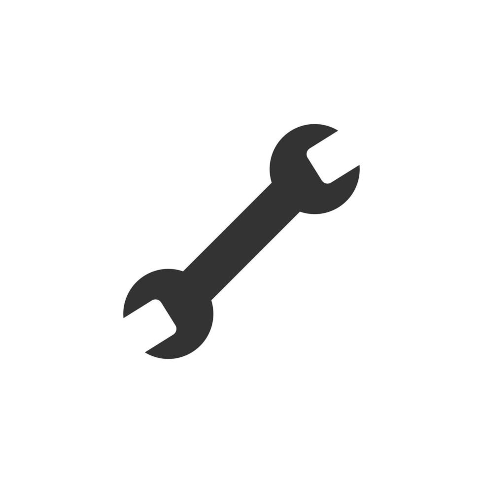 Wrench icon in flat style. Spanner key vector illustration on white isolated background. Repair equipment business concept.